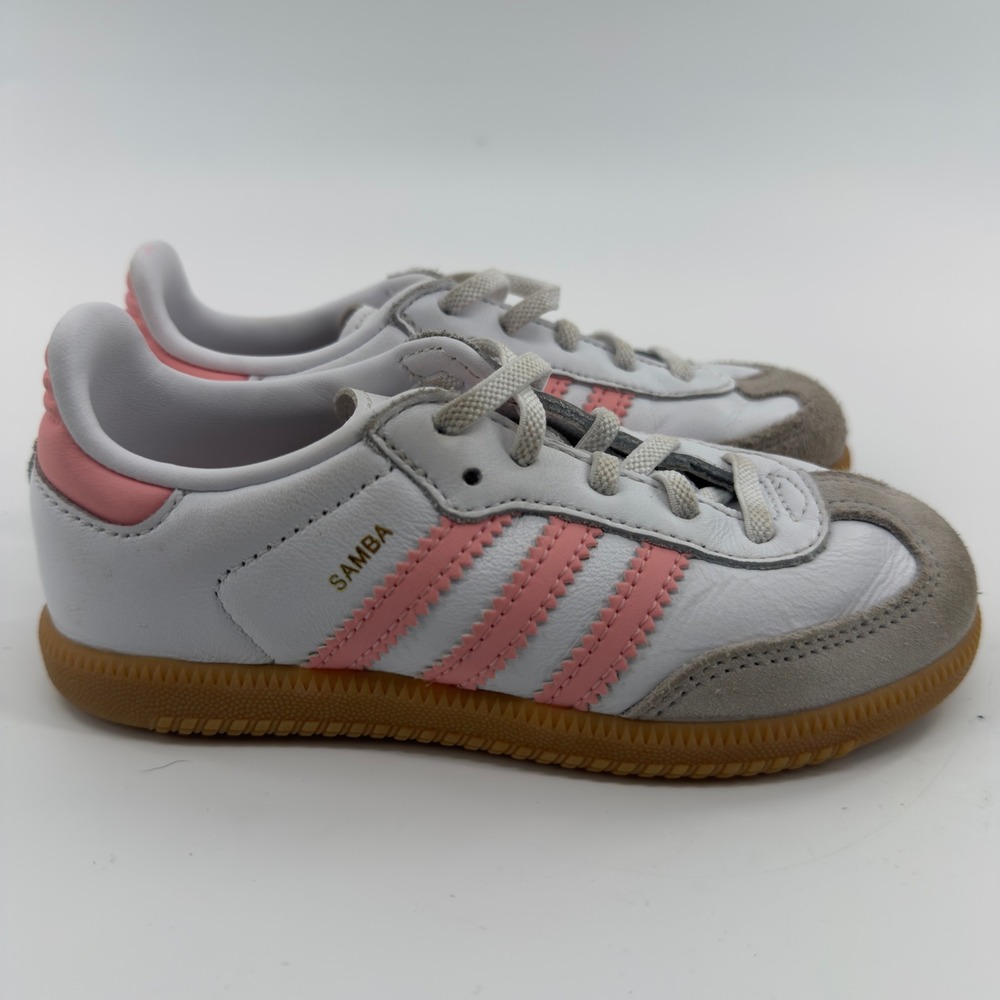 Adidas Samba OG Kids White Pink Gum Leather Sneakers  Size 10K